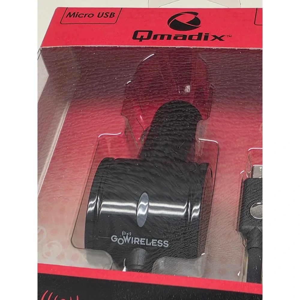 Qmadix GoWireless Micro USB Vehicle Power Car Charger 1 Amp 7ft Coil Cord Black